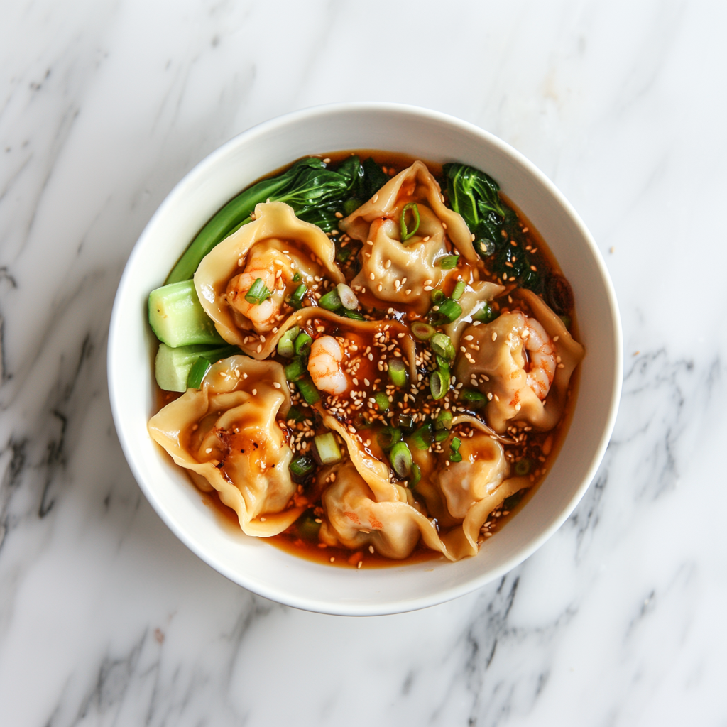 F: Shrimp and Pork Wonton with Sichuan Style Peanut Sauce 鲜虾猪肉红油抄手 (July 12/15)