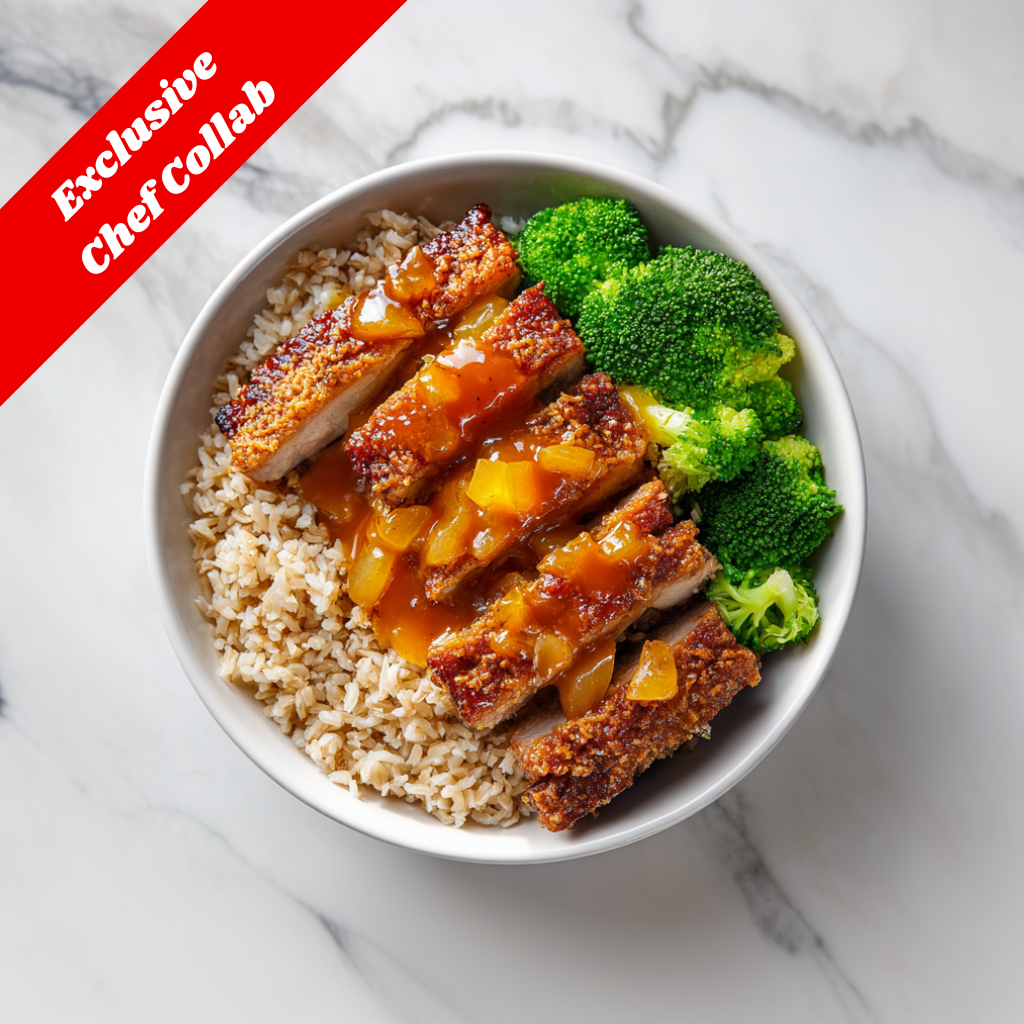 B: Crispy pork belly with roasted Pineapple Relish with Brown Rice 脆皮豬五花佐燒烤鳳梨醬配糙米饭
(Feb 8/ Feb 11)