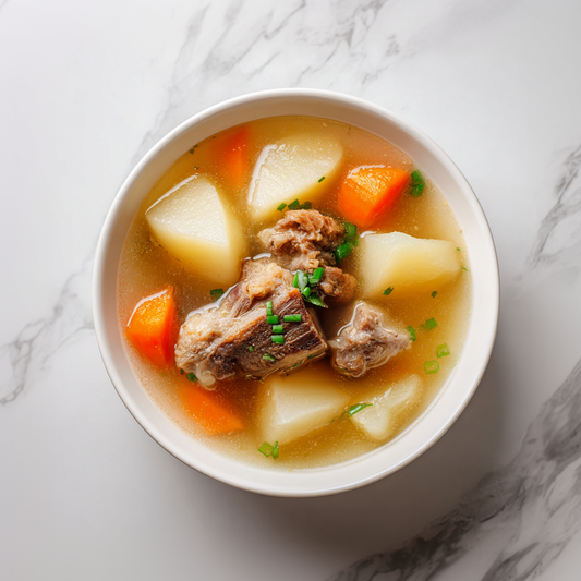 A: Pork Rib and Daikon Soup with Brown Rice 萝卜排骨汤配糙米饭 (Apr 5/ Apr 8)