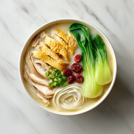 B: Pepper Pork Tripe Chicken Soup with Rice Noodle 胡椒猪肚鸡汤配米线 (Mar 29/ Apr 1)