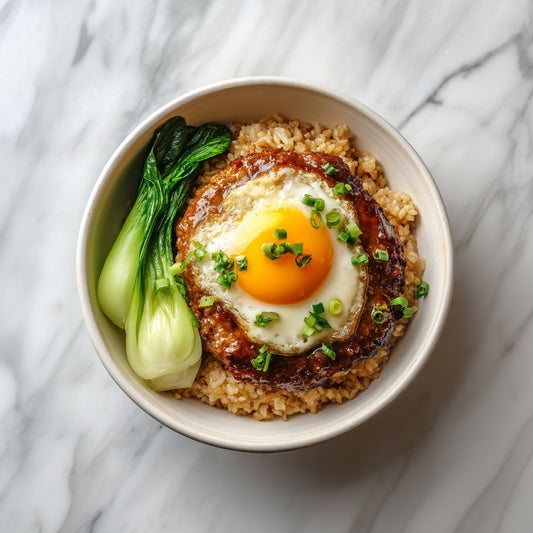 B: Shanghai Style Meatloaf with Egg and Brown Rice上海肉饼蒸蛋饭 (August 23/26)