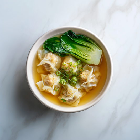 B: Shirmp and Pork Wonton with Chicken Broth 鲜虾猪肉云吞汤 (Mar 22/ Mar 25)
