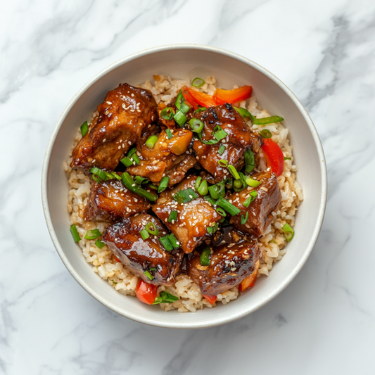 B: Soy Sauce Braised Pork Rib with Chestnut and Brown Rice 板栗烧排骨配糙米饭 (June 7/10)