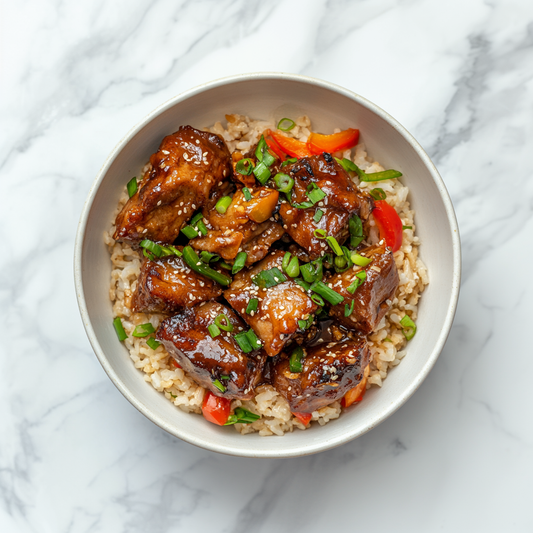 B: Soy Sauce Braised Pork Rib with Chestnut and Brown Rice 板栗烧排骨配糙米饭 (Feb 22/ Feb 25)