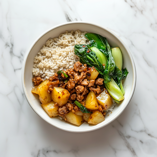 D: Hometown Potato and Minced Pork Stir-fry with Brown Rice 家乡土豆肉末饭 (June 28/July 01)
