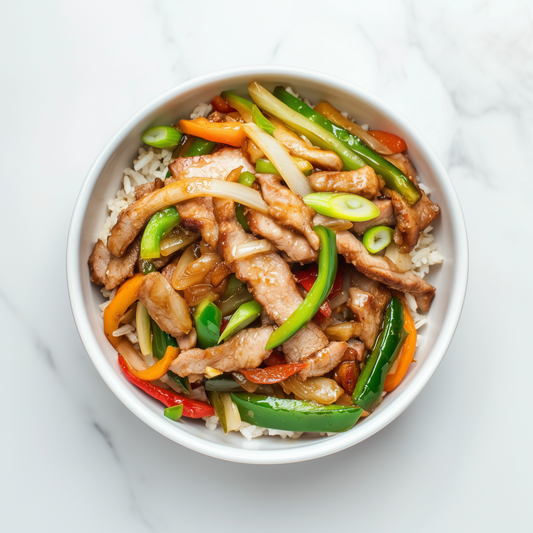 D: Sichuan Pork Stir-fry with Black Bean Sauce and Brown Rice 蒜香回锅肉配糙米饭 （微辣） (Mar 8/ Mar 11)