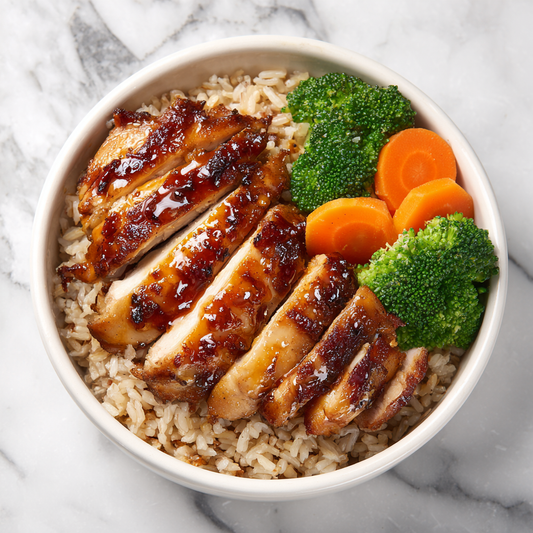 E: Five Spice Grilled Chicken with Brown Rice 蒜香蜜汁烤鸡排饭 (Jan 11/Jan 14)
