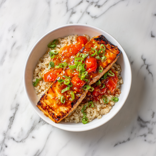 F: Grilled Samlon with Hongkong Style Sweet and Sour Tomato Sauce with Brown Rice 茄汁三文鱼配糙米饭 (Dec 14/Dec 17)