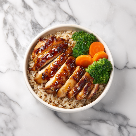 H: Five Spice Grilled Chicken with Brown Rice 蒜香烤鸡排配糙米饭 (Apr 26/ Apr 29)