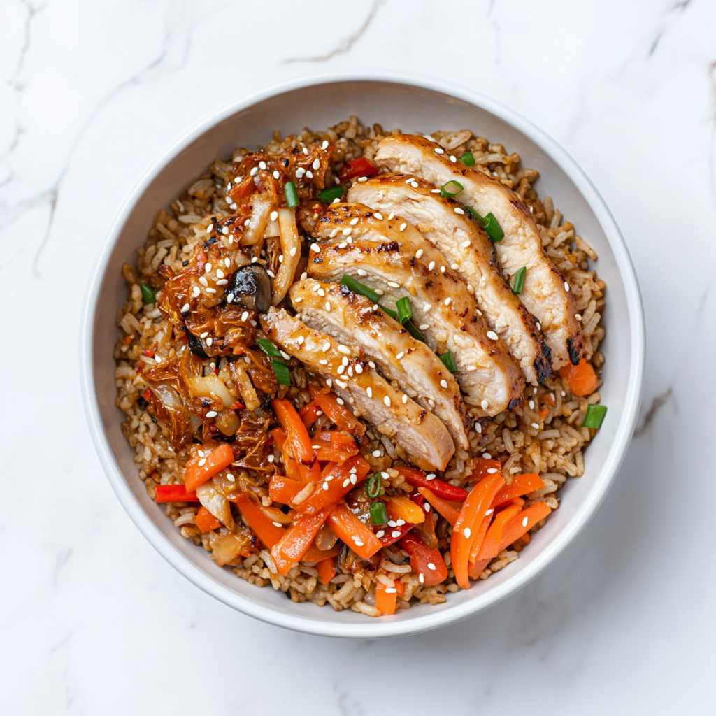 I: Korean Chicken and Kimchi Fried Rice 韩式鸡肉泡菜炒饭 (June 7/10)