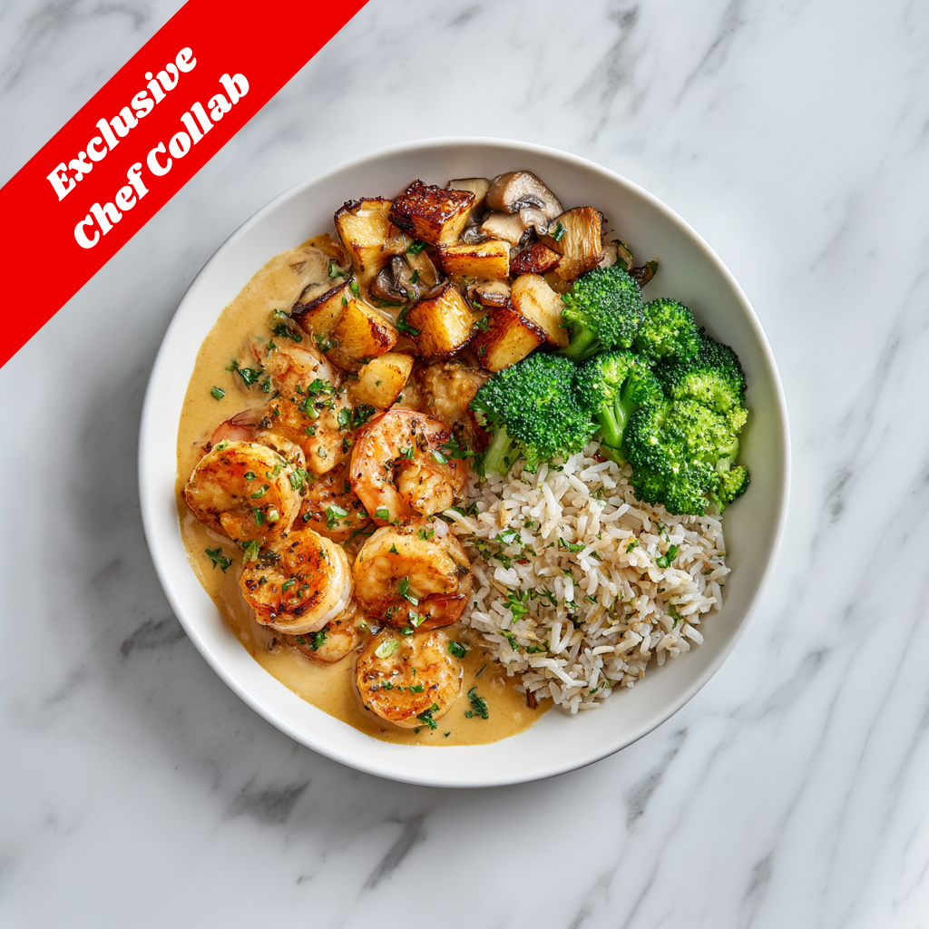 F: Roasted prawn with coconut tom yum Relish with Brown Rice 椰子冬陰功烤蝦配糙米饭 (Feb 1/ Feb 4)