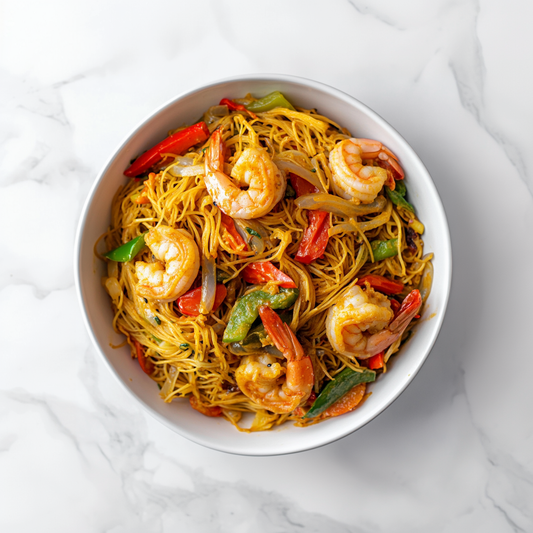 J: Shrimp Singapore Noodle Stir-fry 虾仁新洲炒米粉 (4月26日/ 4月29日)