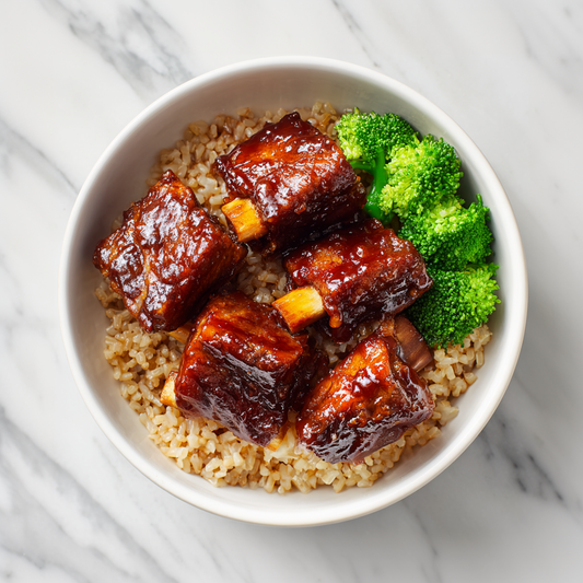 J: Sweet and Sour Pork Ribs with Brown Rice 糖醋排骨配糙米饭 (June 7/10)