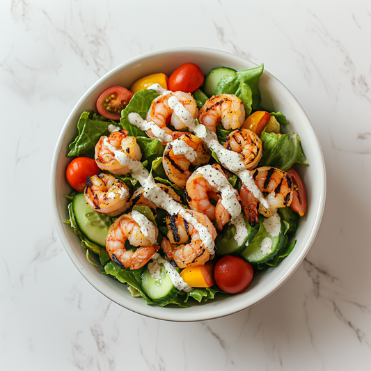 K: Grilled Shrimp Ranch Salad with Buttermilk Dressing 鲜虾牧场沙拉 (July 12/15)