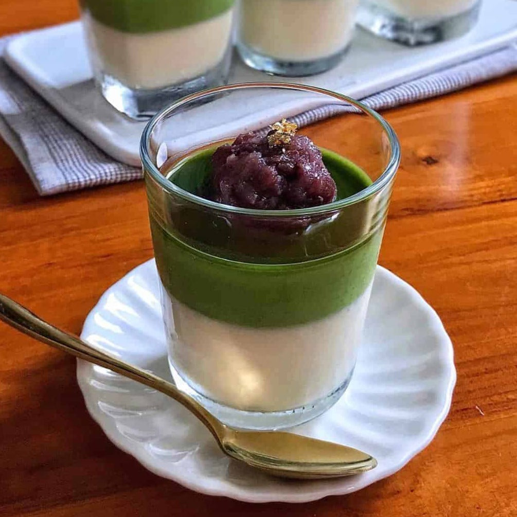 Coconut Jelly - Matcha Red Bean 抹茶红豆椰子冻 (Glass Container)